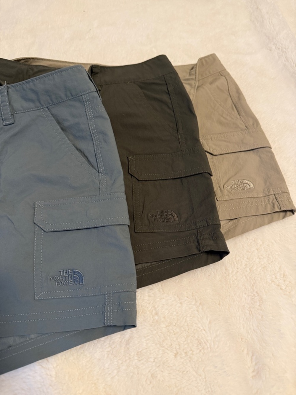 The North Face Women's Cargo Shorts Trio - Beige, Olive, Slate Blue